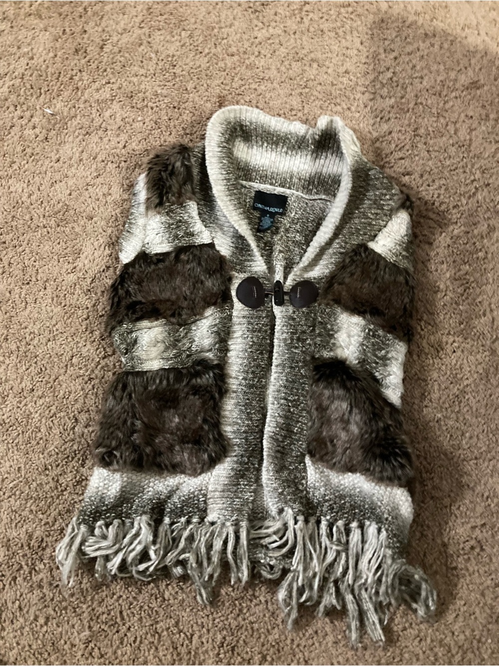 Cynthia Rowley Taupe Knit Sweater with Black Label